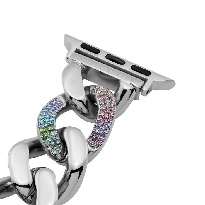 Apple Watch Straps Women Olivia Burton Silver With Rainbow Link Bracelet Strap Apple Watch Straps Women Olivia Burton Silver With Rainbow Link Bracelet Strap