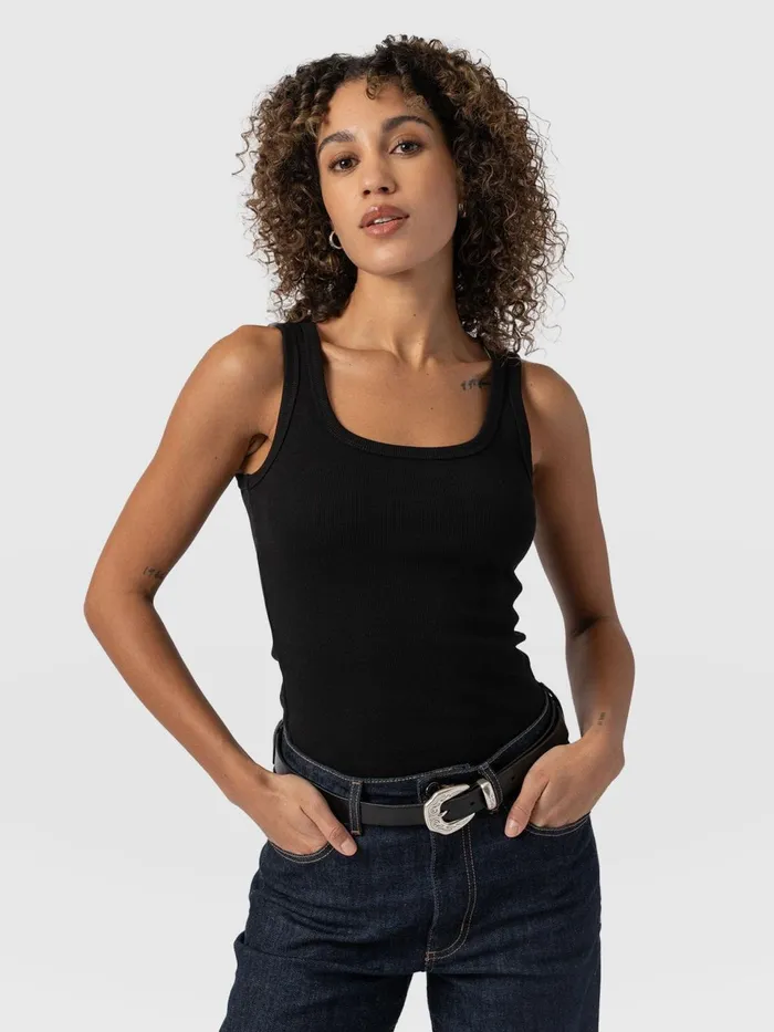 Asher Scoop Neck Vest 8211 Black Black Women Saint And Sofia TShirts and Tanks