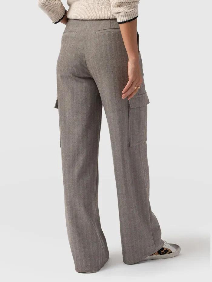 Astrid Cargo Pant 8211 Brown Herringbone Brown Herringbone Women Saint And Sofia Pants