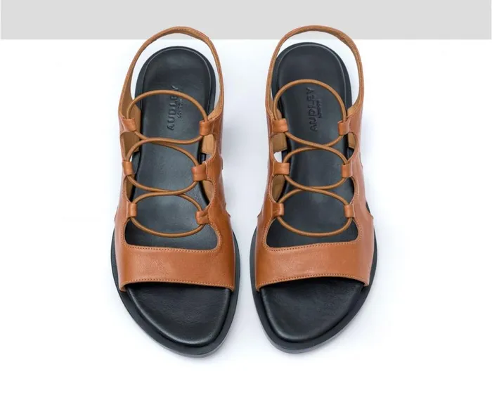 Audley Shoes Flat Leather Sandal Falak Brown Women Flat