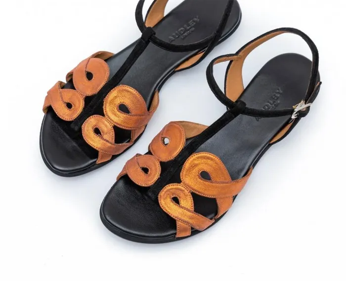 Audley Shoes Flat Leather Sandal Fariha Black Women Flat