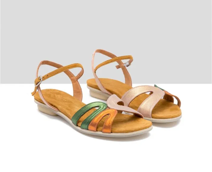 Audley Shoes Flat Leather Sandal Forbia Green Women Flat