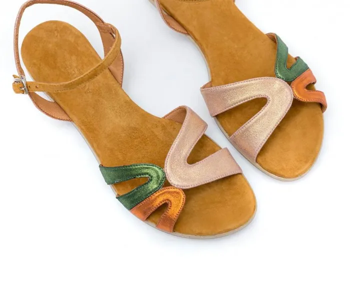 Audley Shoes Flat Leather Sandal Forbia Green Women Flat