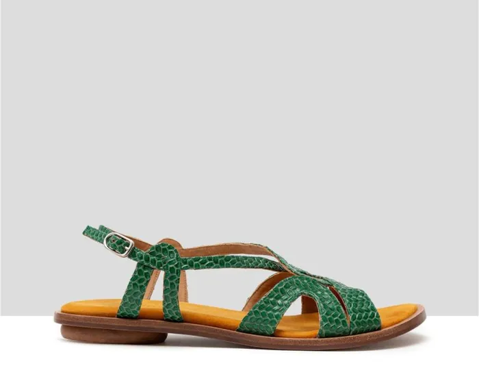Audley Shoes Flat Leather Sandal Hayley Green Women Medium Heel