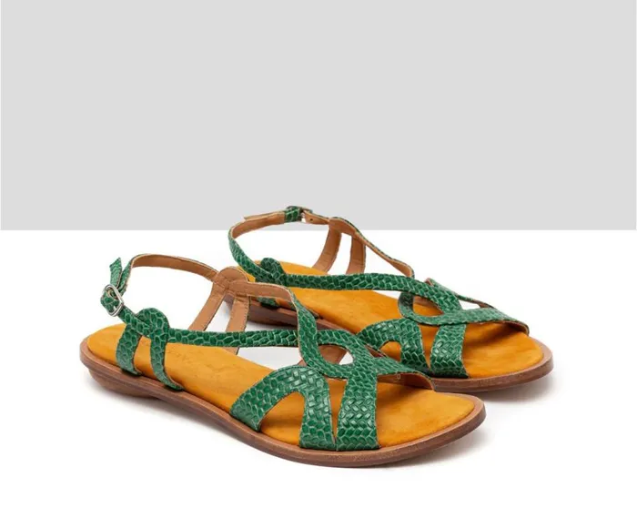 Audley Shoes Flat Leather Sandal Hayley Green Women Medium Heel
