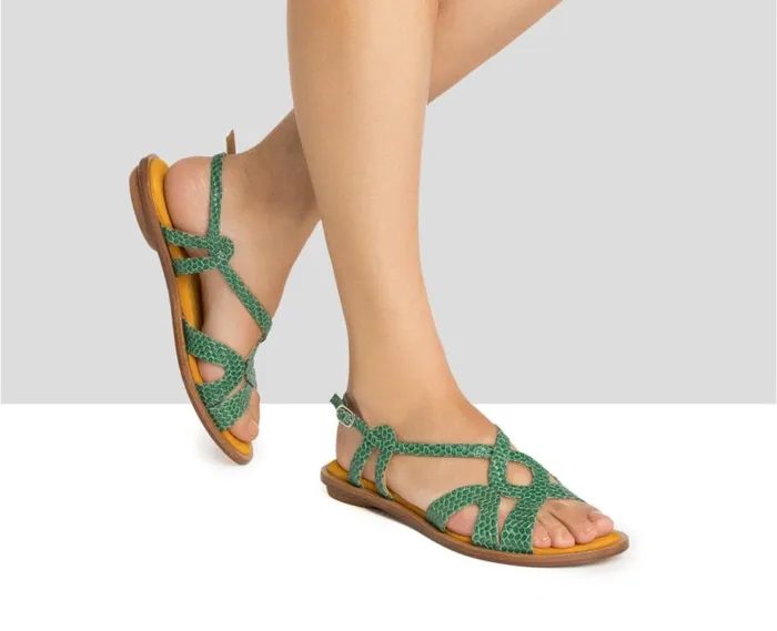 Audley Shoes Flat Leather Sandal Hayley Green Women Medium Heel