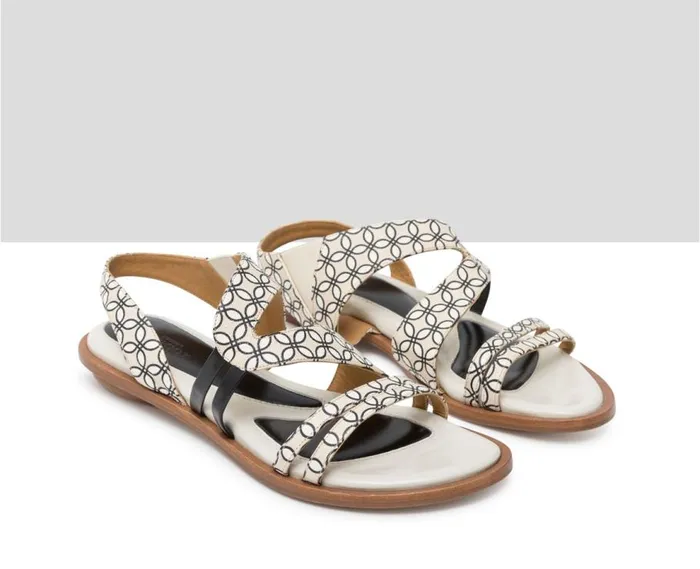 Audley Shoes Flat Leather Sandal Jesica Beige Women Flat