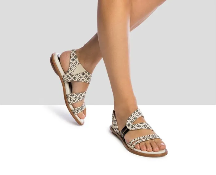 Audley Shoes Flat Leather Sandal Jesica Beige Women Flat