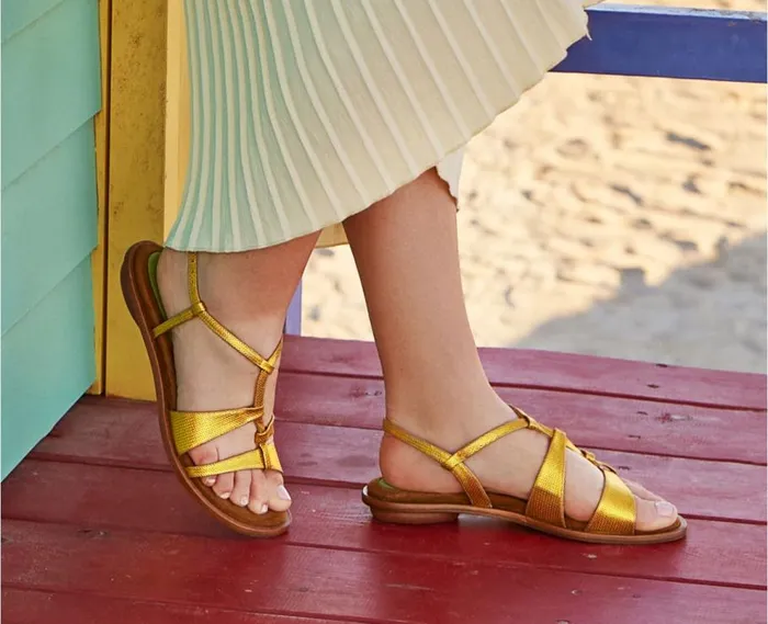 Audley Shoes Flat Leather Sandal Jing Green Women Flat