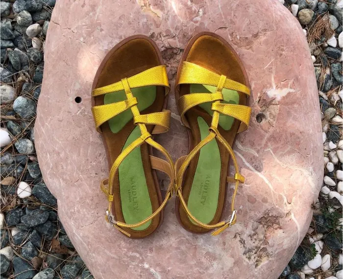 Audley Shoes Flat Leather Sandal Jing Green Women Flat