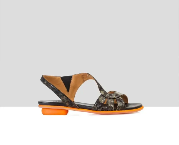 Audley Shoes Flat Leather Sandal Veva Print Women Flat