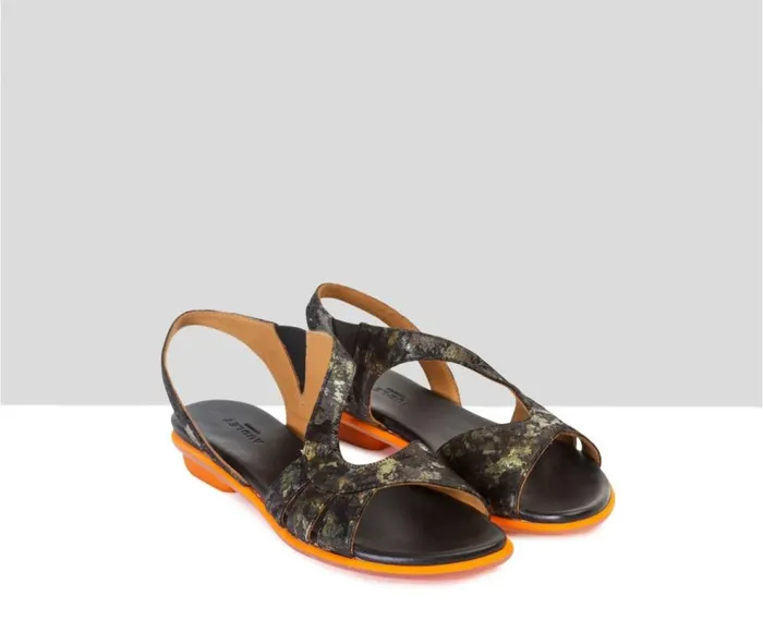 Audley Shoes Flat Leather Sandal Veva Print Women Flat