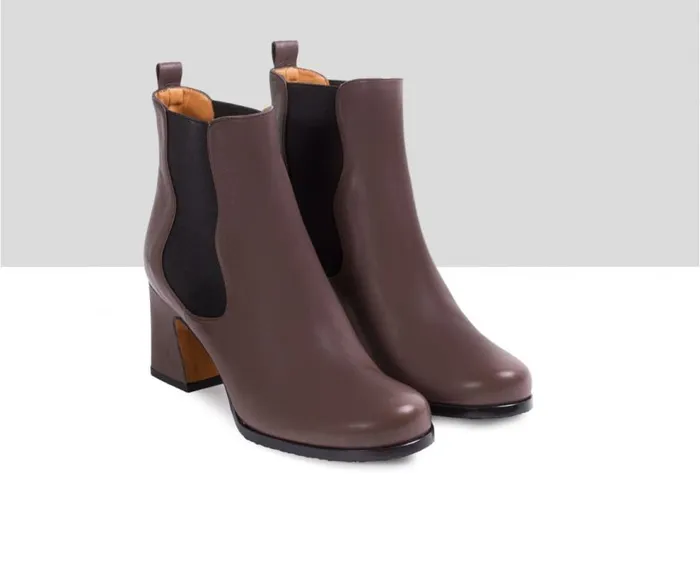 Audley Shoes High Heel Leather Booties Ceferina Brown Women High Heel
