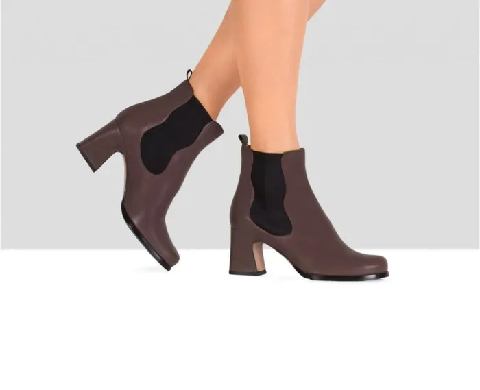 Audley Shoes High Heel Leather Booties Ceferina Brown Women High Heel