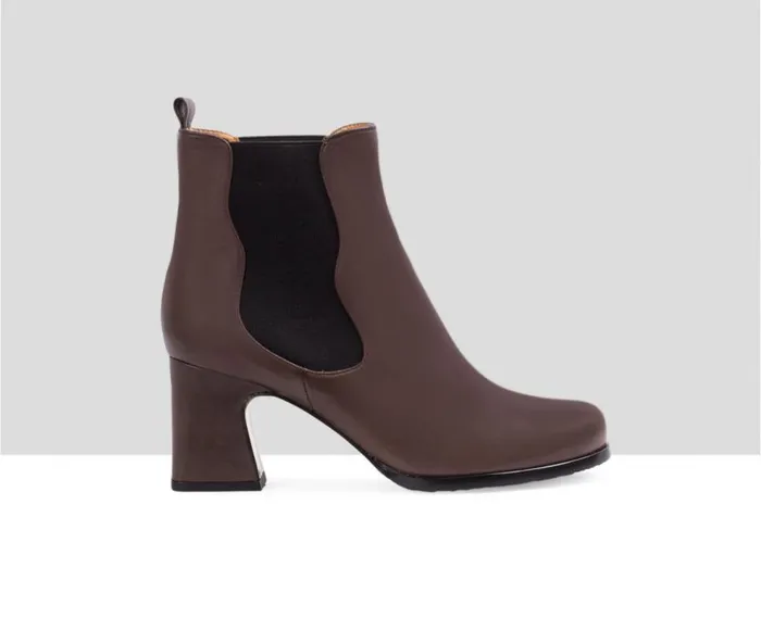 Audley Shoes High Heel Leather Booties Ceferina Brown Women High Heel