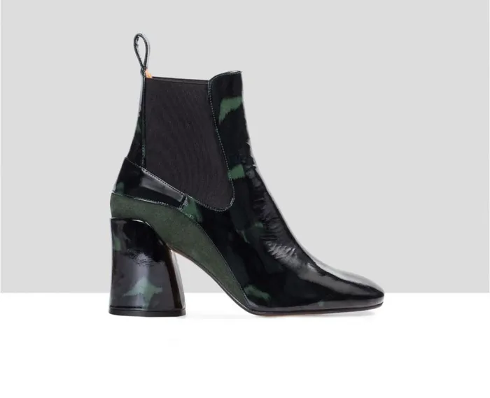 Audley Shoes High Heel Leather Booties Elif Green Women High Heel