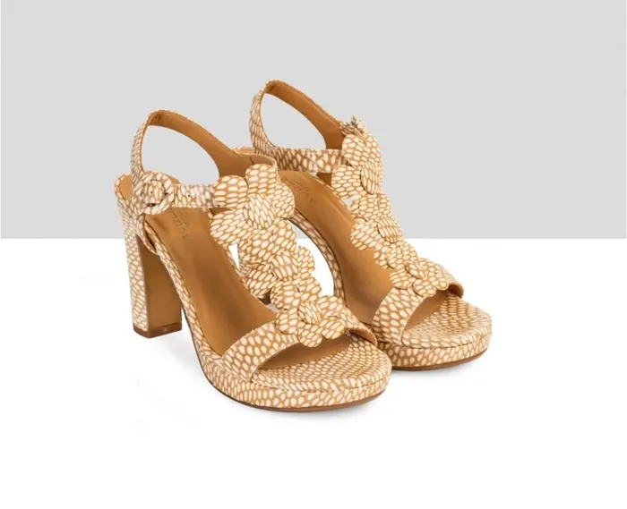 Audley Shoes High Heel Leather Sandal Daura Print Women High Heel