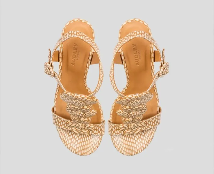 Audley Shoes High Heel Leather Sandal Daura Print Women High Heel