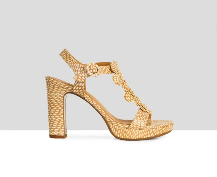 Audley Shoes High Heel Leather Sandal Daura Print Women High Heel