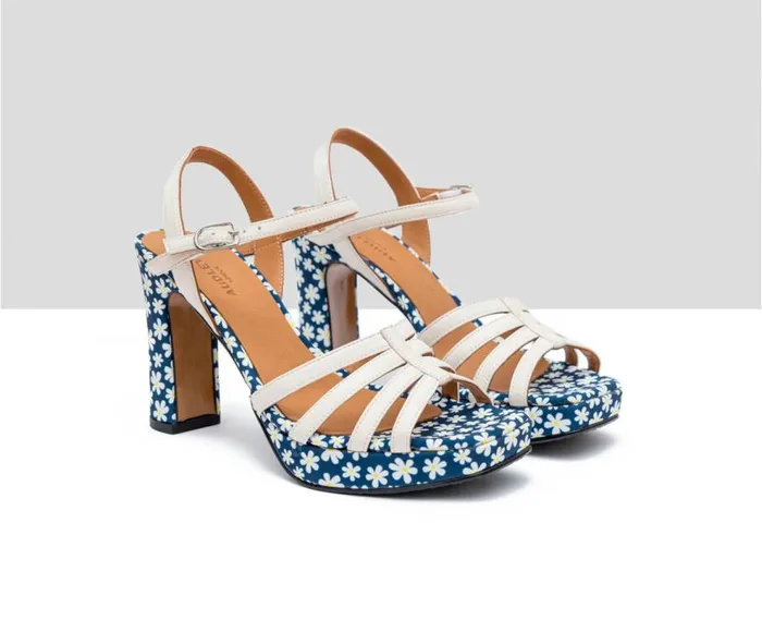 Audley Shoes High Heel Leather Sandal Florinda Blue Women High Heel