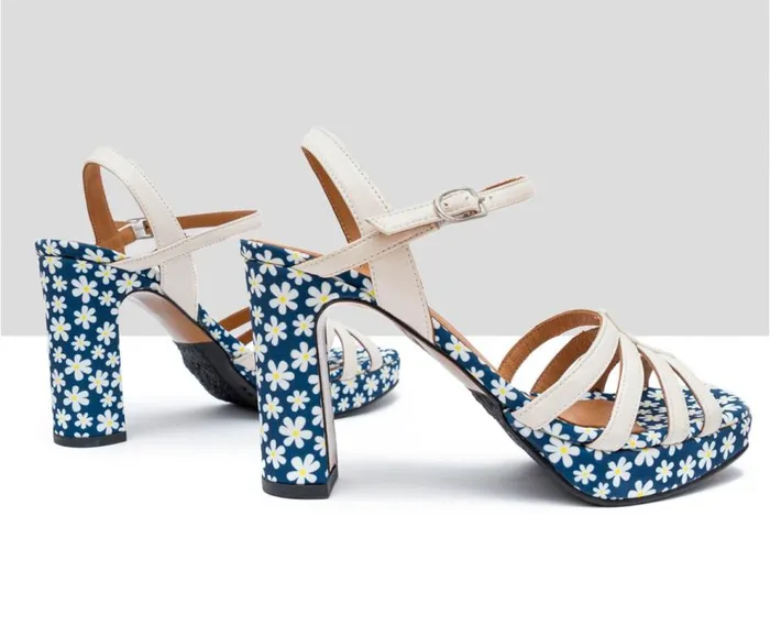 Audley Shoes High Heel Leather Sandal Florinda Blue Women High Heel