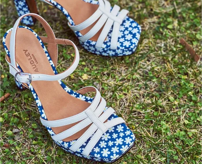 Audley Shoes High Heel Leather Sandal Florinda Blue Women High Heel