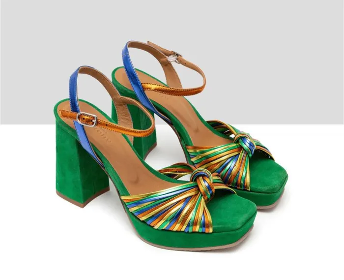 Audley Shoes High Heel Leather Sandal Hong Blue Women Wedges And Platforms