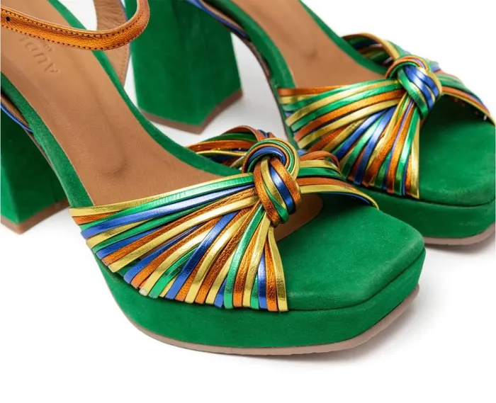 Audley Shoes High Heel Leather Sandal Hong Blue Women Wedges And Platforms