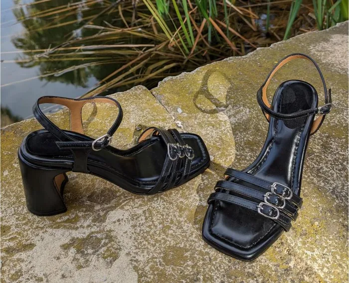 Audley Shoes High Heel Leather Sandal Javiera Black Women High Heel