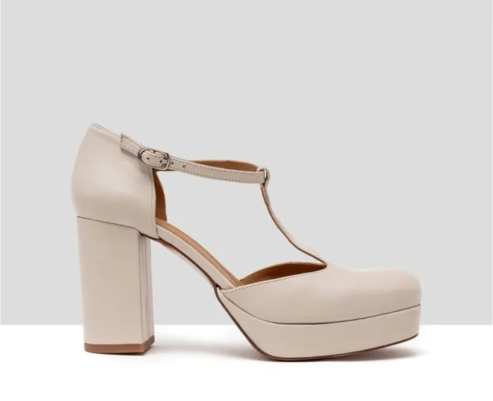 Audley Shoes High Heel Leather Shoe Henk Beige Women High Heel