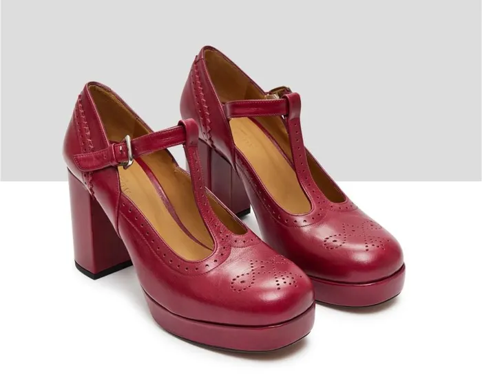 Audley Shoes High Heel Leather Shoe Khloe Red Women High Heel