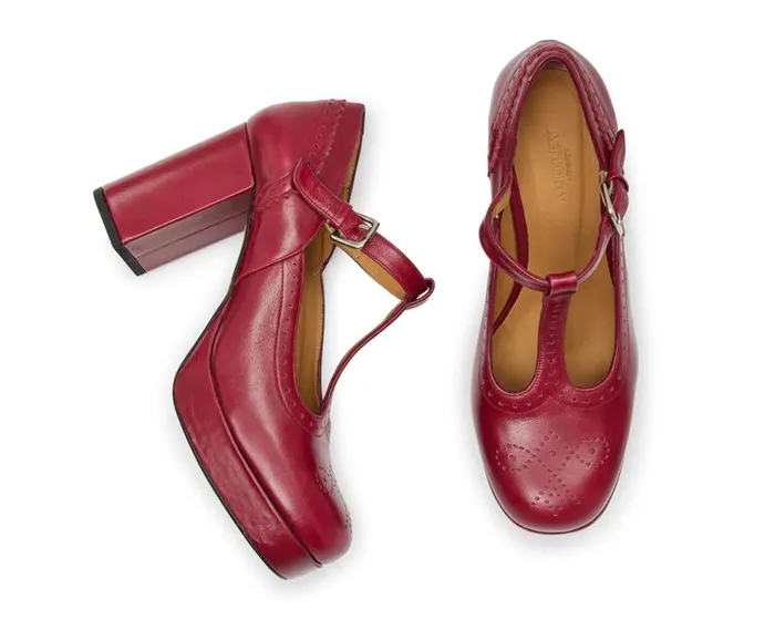 Audley Shoes High Heel Leather Shoe Khloe Red Women High Heel