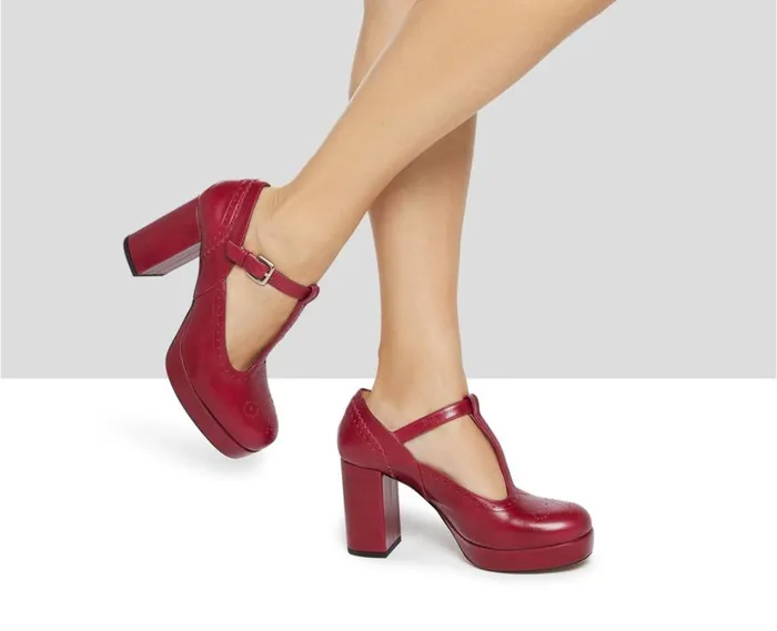 Audley Shoes High Heel Leather Shoe Khloe Red Women High Heel