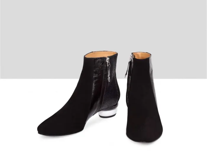 Audley Shoes Low Heel Leather Booties Calista Black Women Low Heel