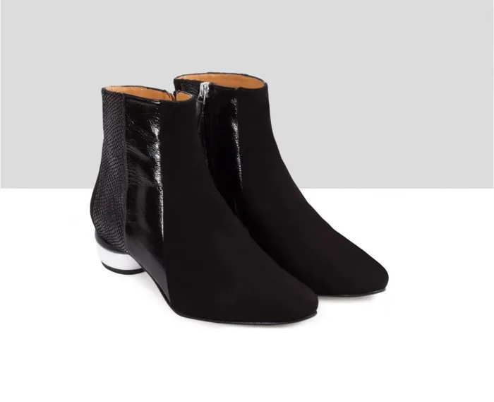 Audley Shoes Low Heel Leather Booties Calista Black Women Low Heel