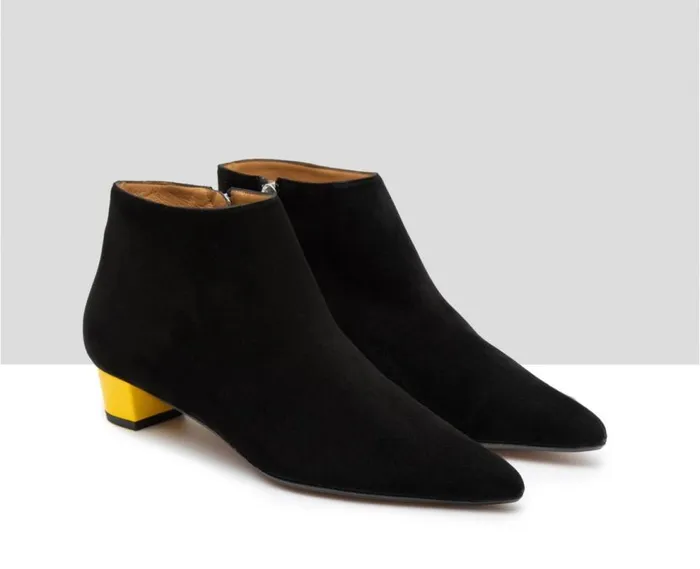 Audley Shoes Low Heel Leather Booties Gioia Black Women Medium Heel