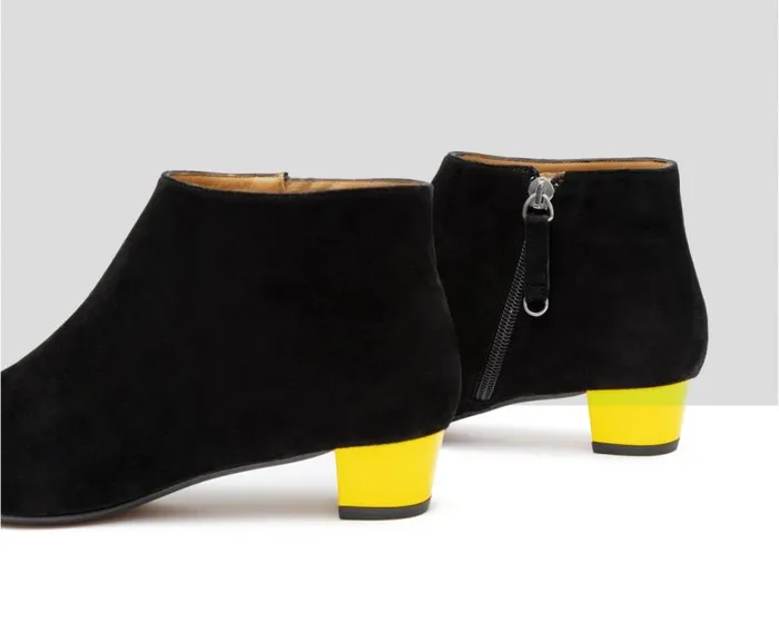 Audley Shoes Low Heel Leather Booties Gioia Black Women Medium Heel