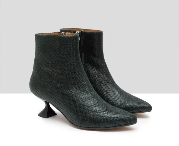 Audley Shoes Low Heel Leather Booties Greta Green Women Medium Heel