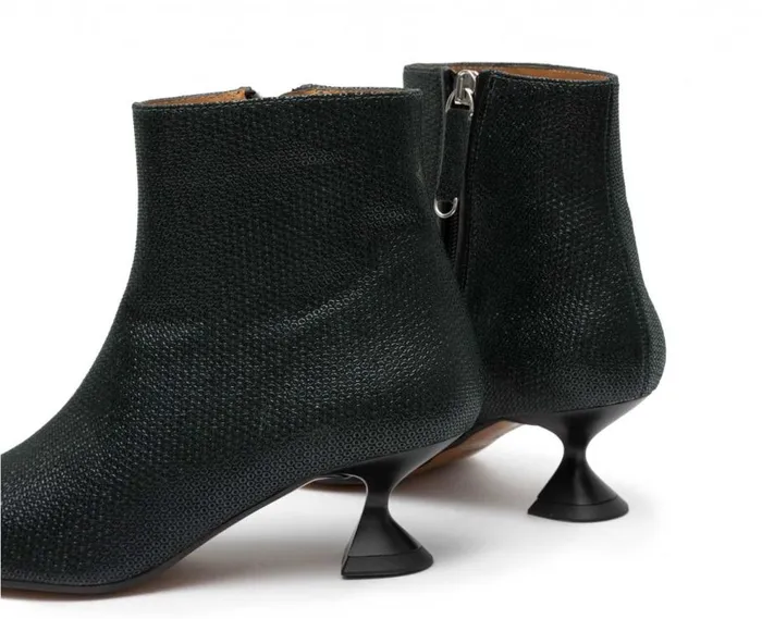 Audley Shoes Low Heel Leather Booties Greta Green Women Medium Heel