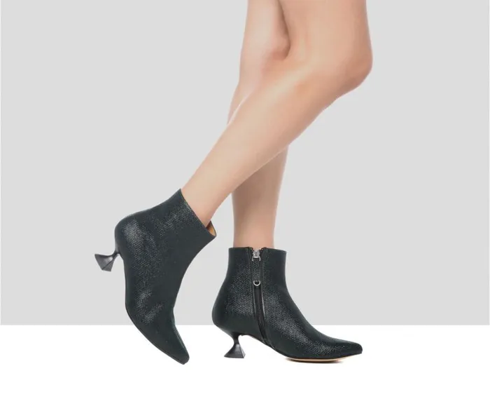 Audley Shoes Low Heel Leather Booties Greta Green Women Medium Heel
