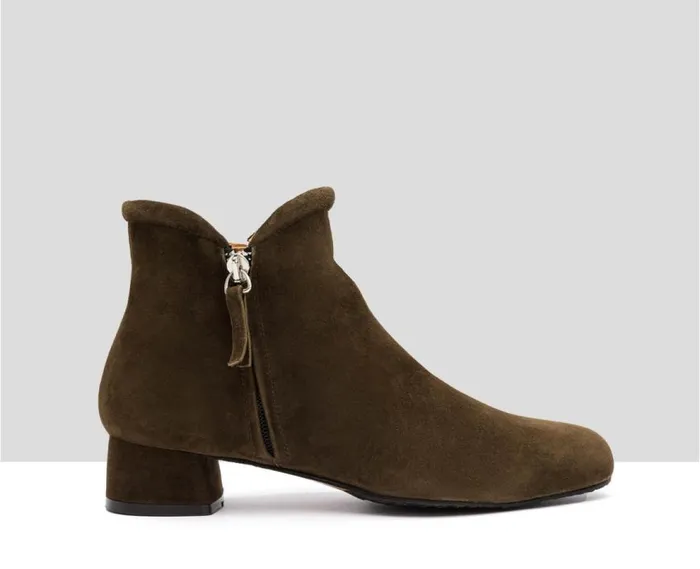 Audley Shoes Low Heel Leather Booties Ilana Green Women Medium Heel