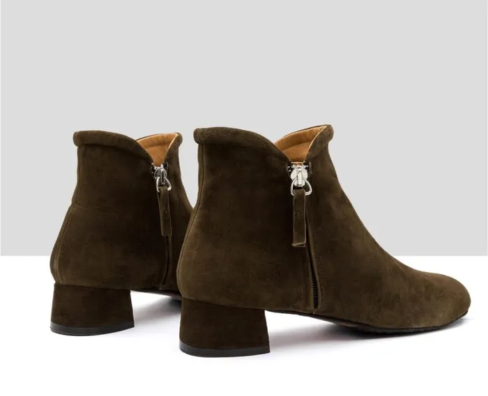 Audley Shoes Low Heel Leather Booties Ilana Green Women Medium Heel