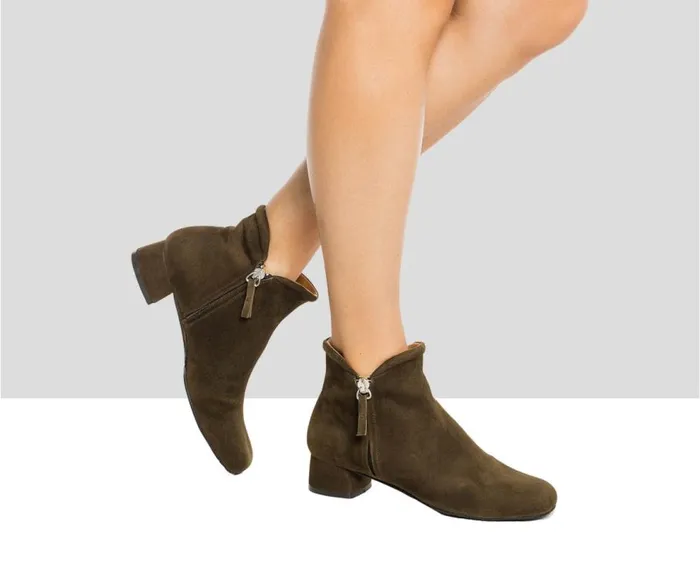 Audley Shoes Low Heel Leather Booties Ilana Green Women Medium Heel