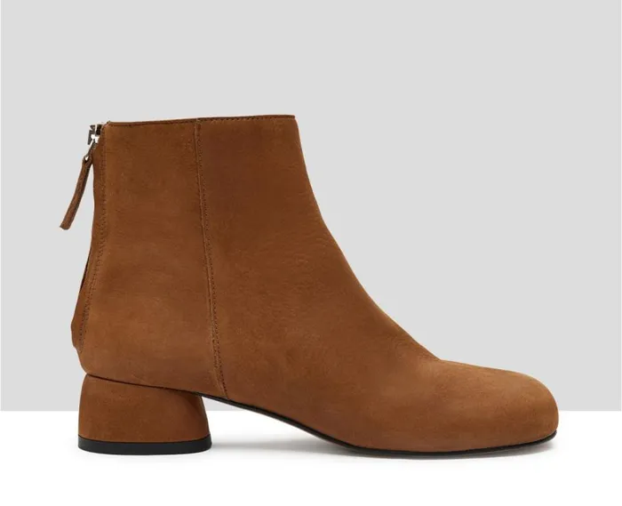 Audley Shoes Low Heel Leather Booties Karel Brown Women Medium Heel