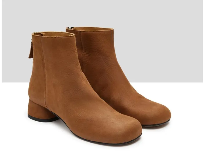 Audley Shoes Low Heel Leather Booties Karel Brown Women Medium Heel