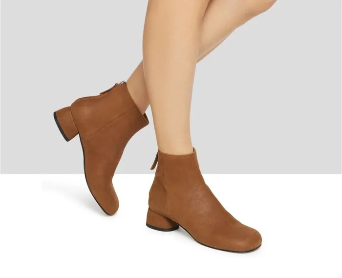 Audley Shoes Low Heel Leather Booties Karel Brown Women Medium Heel
