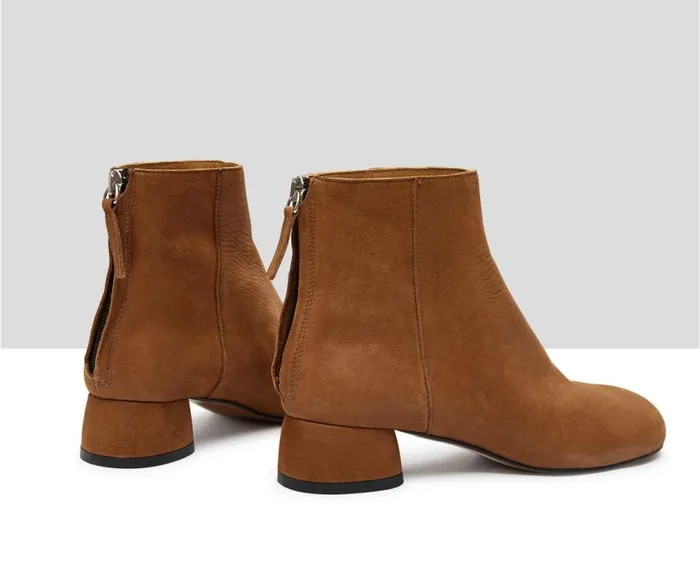 Audley Shoes Low Heel Leather Booties Karel Brown Women Medium Heel