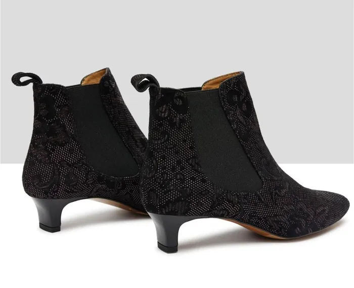 Audley Shoes Low Heel Leather Booties Keira Black Women Low Heel