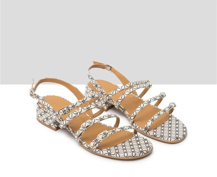 Audley Shoes Low Heel Leather Sandal Janet Beige Women Medium Heel