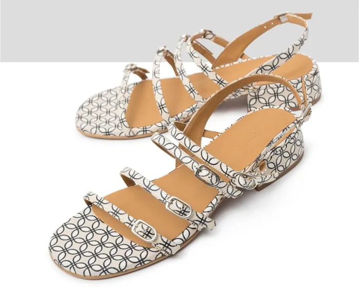 Audley Shoes Low Heel Leather Sandal Janet Beige Women Medium Heel